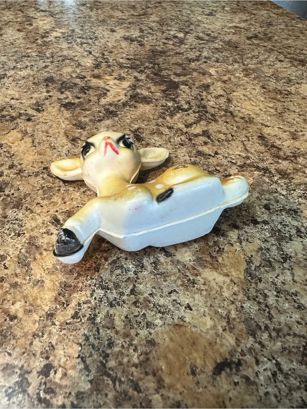 Vintage Plastic Fawn Deer Christmas Ornament